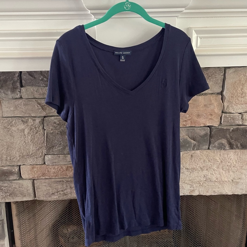 ralph lauren navy v-neck top